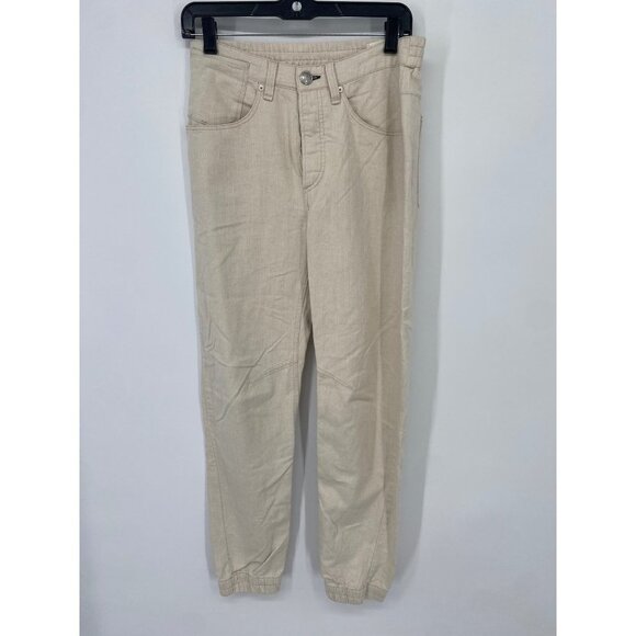 RAG & BONE BUTTON FRONT HIGH RISE JOGGERS BEIGE SIZE 25 NWOT - Picture 1 of 7